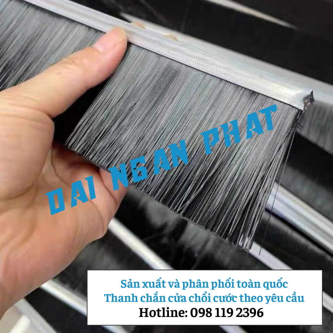 Thanh cước chải, ron chắn chân cửa gạt bụi dài 1m/thanh đế nhôm