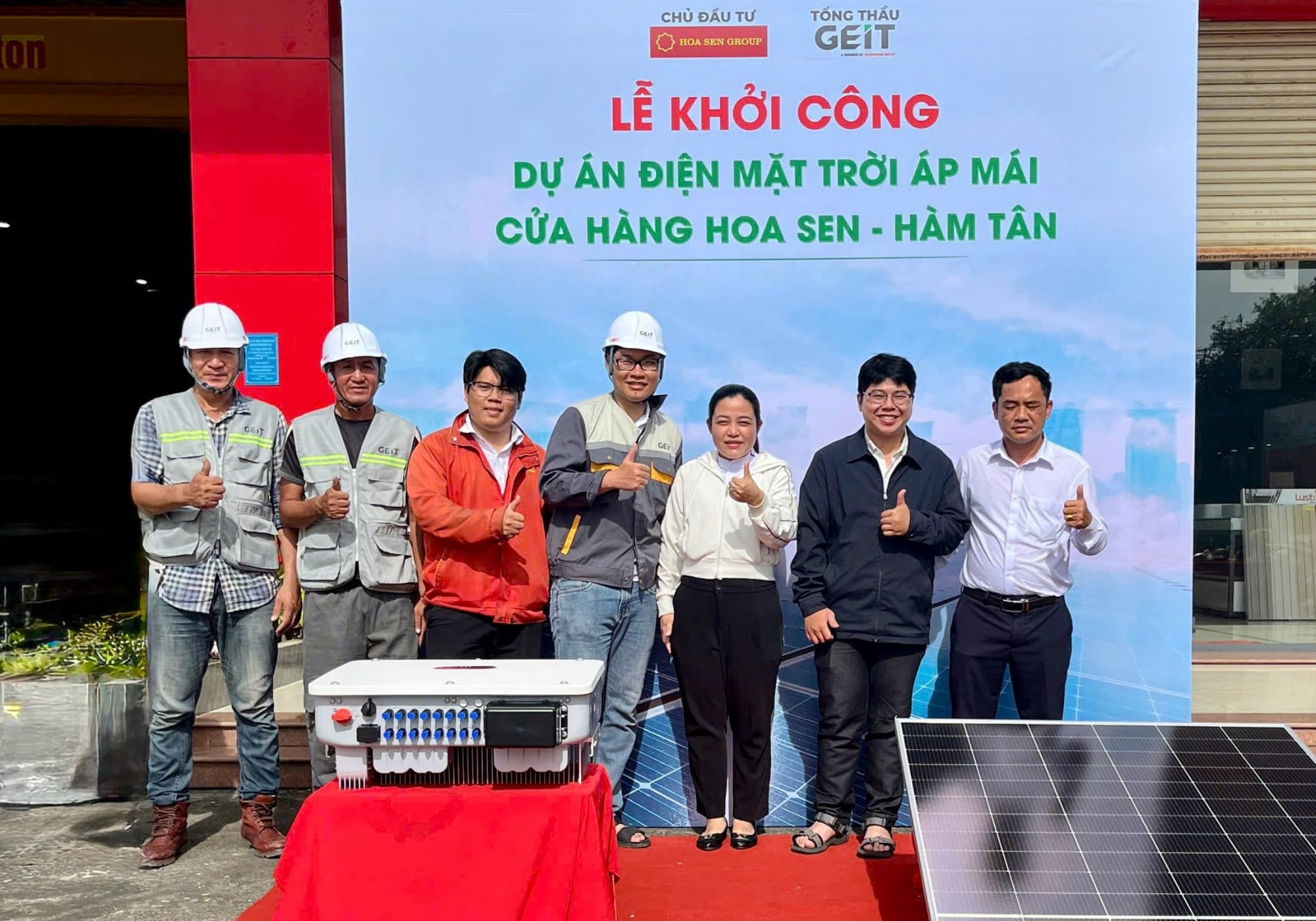 Điện mặt trời áp mái cửa hàng Hoa Sen Hàm Tân - Bình Thuận