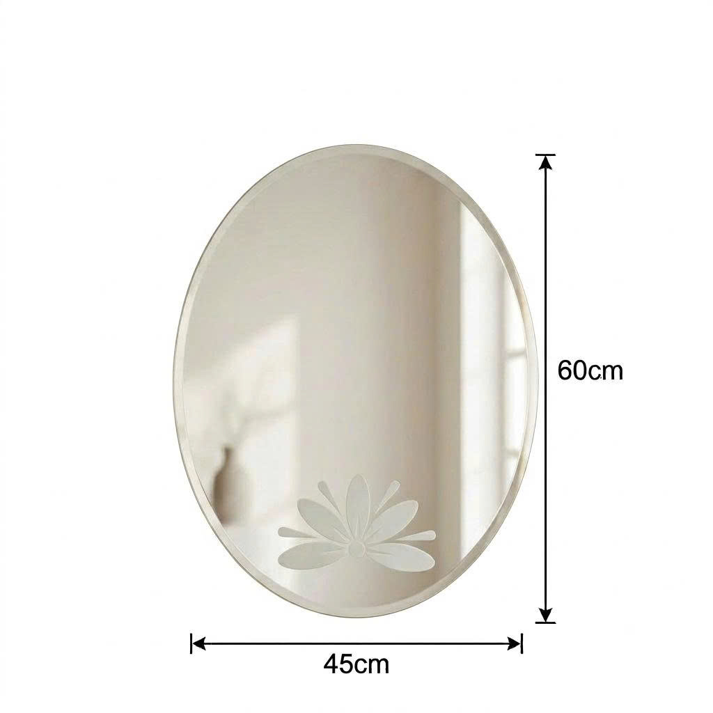 Gương Nhà Tắm In Hoa Văn Pioneer Hình Oval KT 45x60cm, 50x70cm - Mã SP: PE111