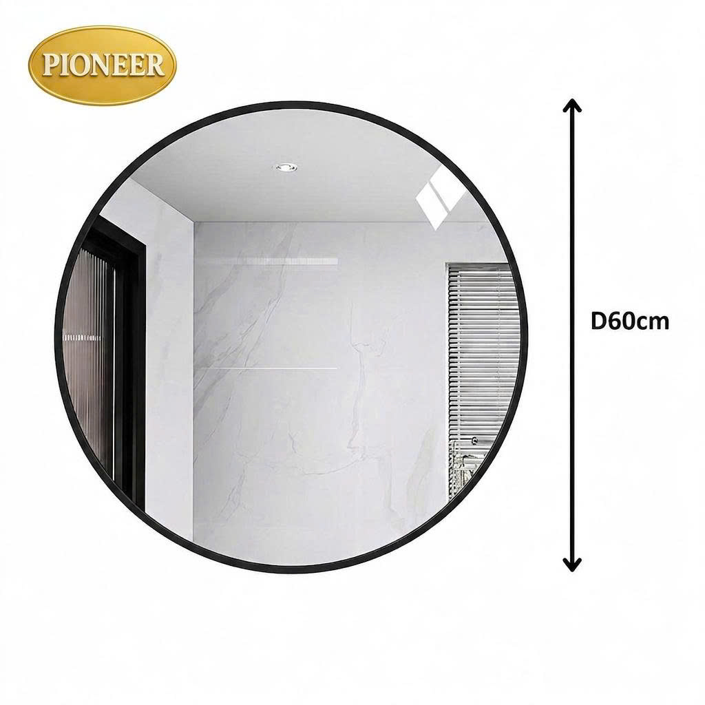 Gương Tròn Treo Tường Pioneer Khung Viền Nhôm D60 Cm Siêu Đẹp - Mã PE:195, PE:196