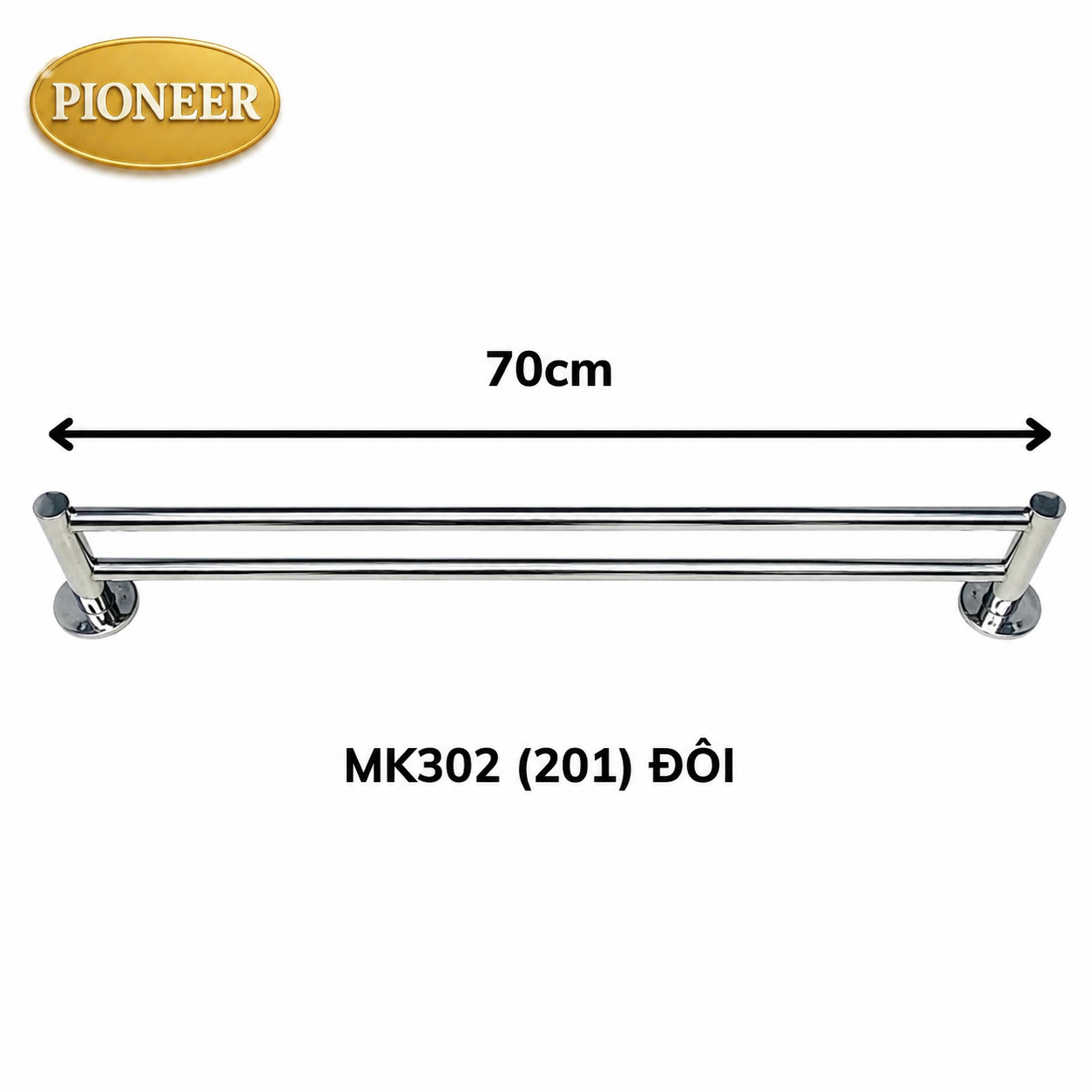 Thanh treo khăn Pioneer Inox 304 trong phòng tắm, Mã MK:301, MK:302