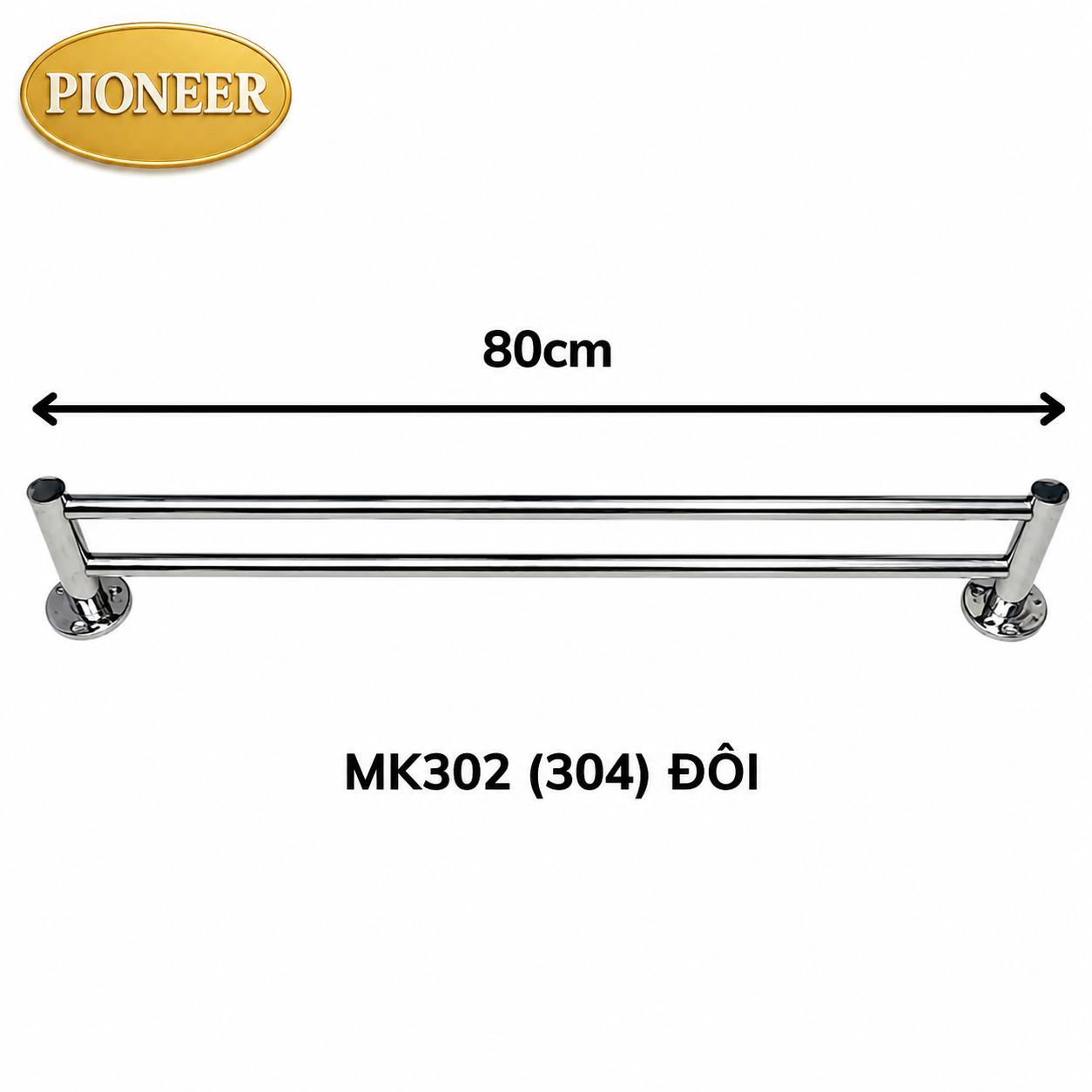 Thanh treo khăn Pioneer Inox 304 trong phòng tắm, Mã MK:301, MK:302