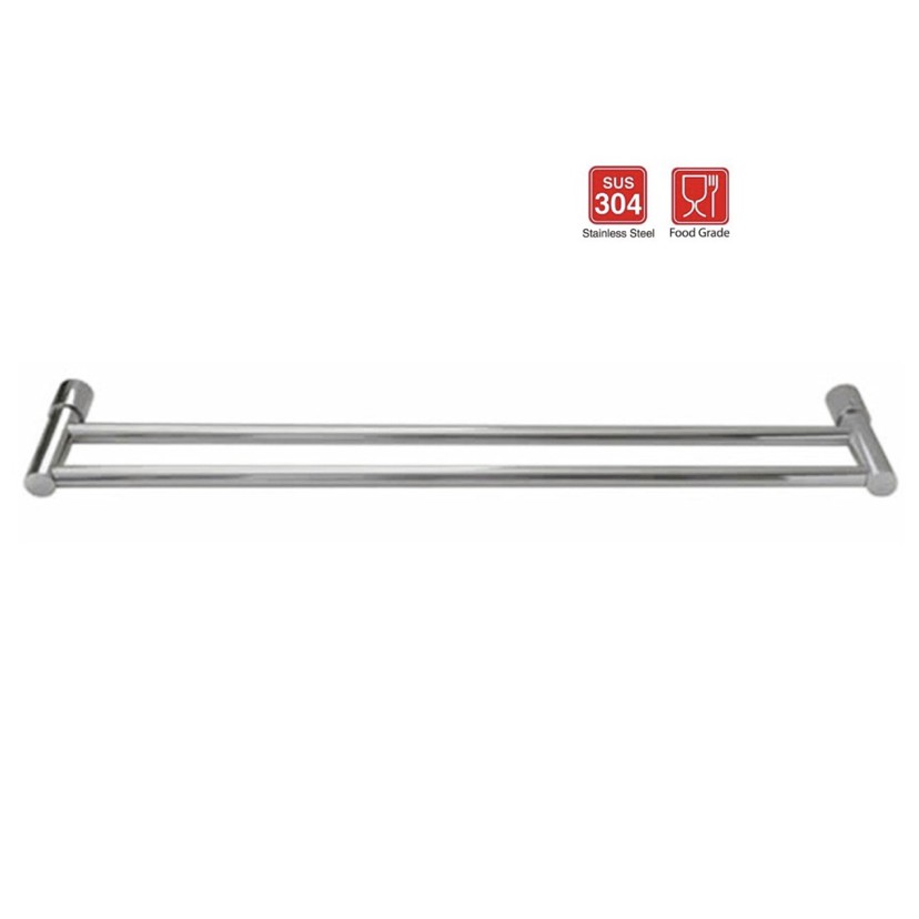 Giá Máng Khăn 2 Thanh Inox 304 Phòng Tắm, Đế Đúc Nguyên Khối Inox 304 - Giá Treo Khăn Inox 304 Cao Cấp