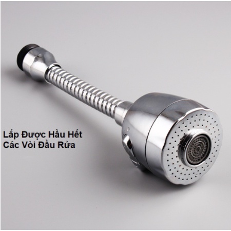Đầu Vòi Tăng Áp Cao Cấp - Dây Nối Đầu Vòi Nước Tăng Áp- 2 Chế Độ Phun - Kéo Dài - Xoay 360 Độ