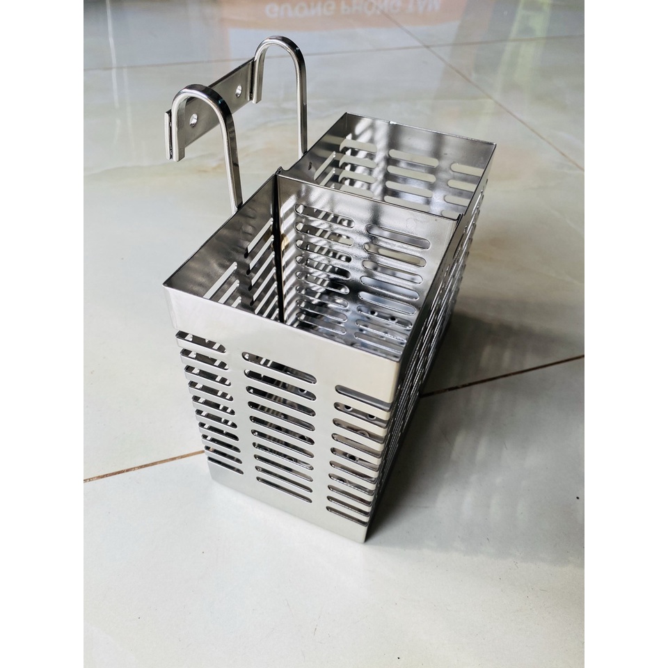 Ống Đựng Đũa Muỗng Pioneer Mẫu Vuông 2 Ngăn Inox 304 Cao Cấp