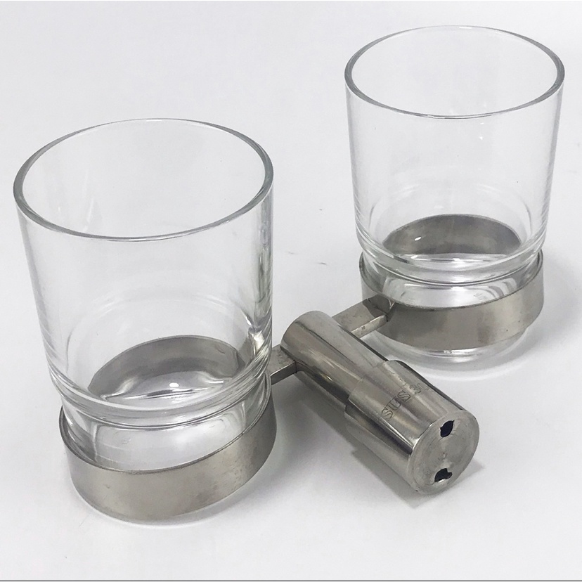 Kệ Để Ly Đôi Pioneer Inox 304 Nhà Tắm Cao Cấp Tặng Kèm 2 Ly Thái Lan  - Mã SP: TP6004