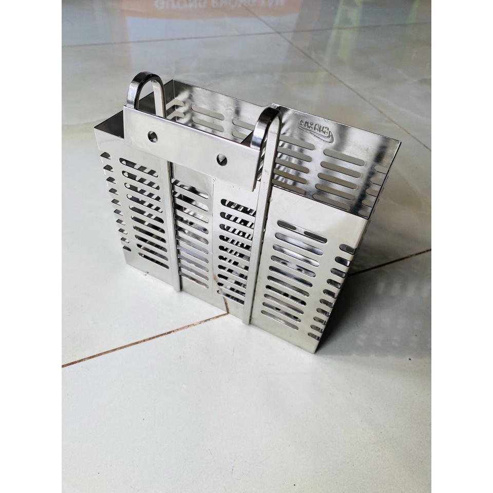 Ống Đựng Đũa Muỗng Pioneer Mẫu Vuông 2 Ngăn Inox 304 Cao Cấp