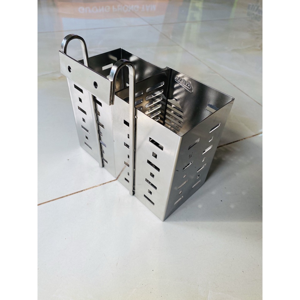 Ống Đựng Đũa Muỗng Pioneer Mẫu Vuông 2 Ngăn Inox 304 Cao Cấp