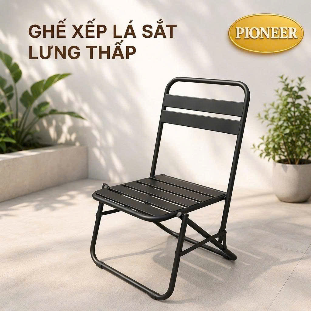 Ghế Xếp Lá Sắt Sơn Tĩnh Điện Lưng Thấp Cafe, Câu Cá, Du Lịch Dã Ngoại Giá Sỉ