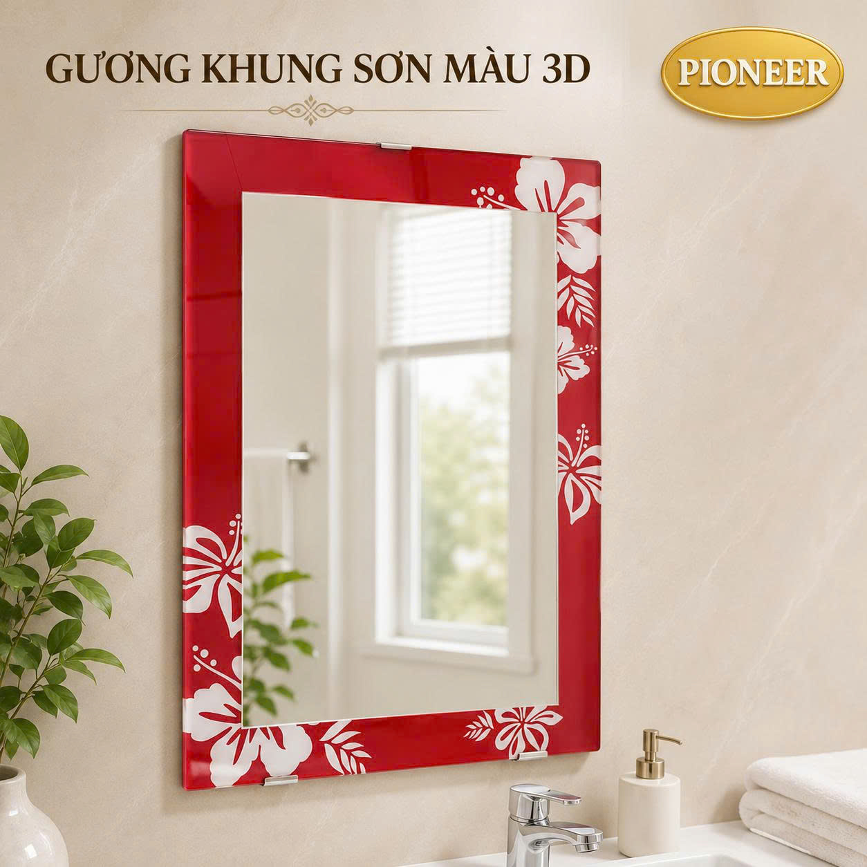 Gương Khung Sơn Màu 3D Pioneer Nhà Tắm Cao Cấp - Mã PE:120