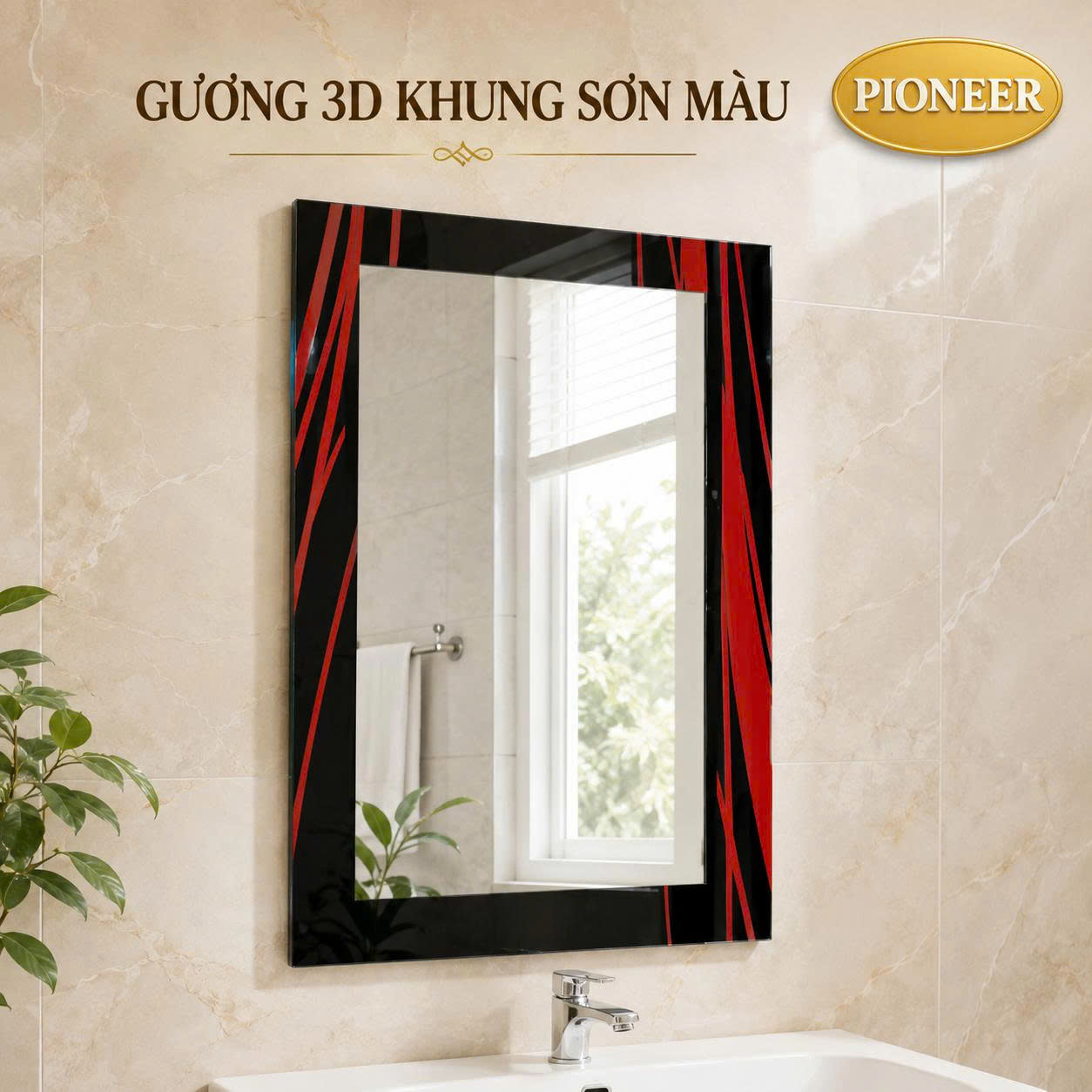 [COMBO SIÊU PHẨM] Gương Soi 3D & Kệ Kính 3D Inox 304 Pioneer Cao Cấp - Mã SP: PE134