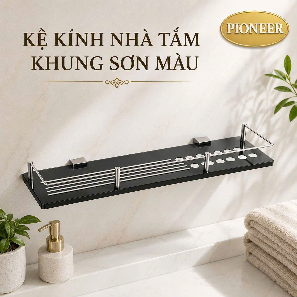 Gương khung sơn màu Pioneer kích thước 45x60cm trong phòng tắm - Mã PE:138
