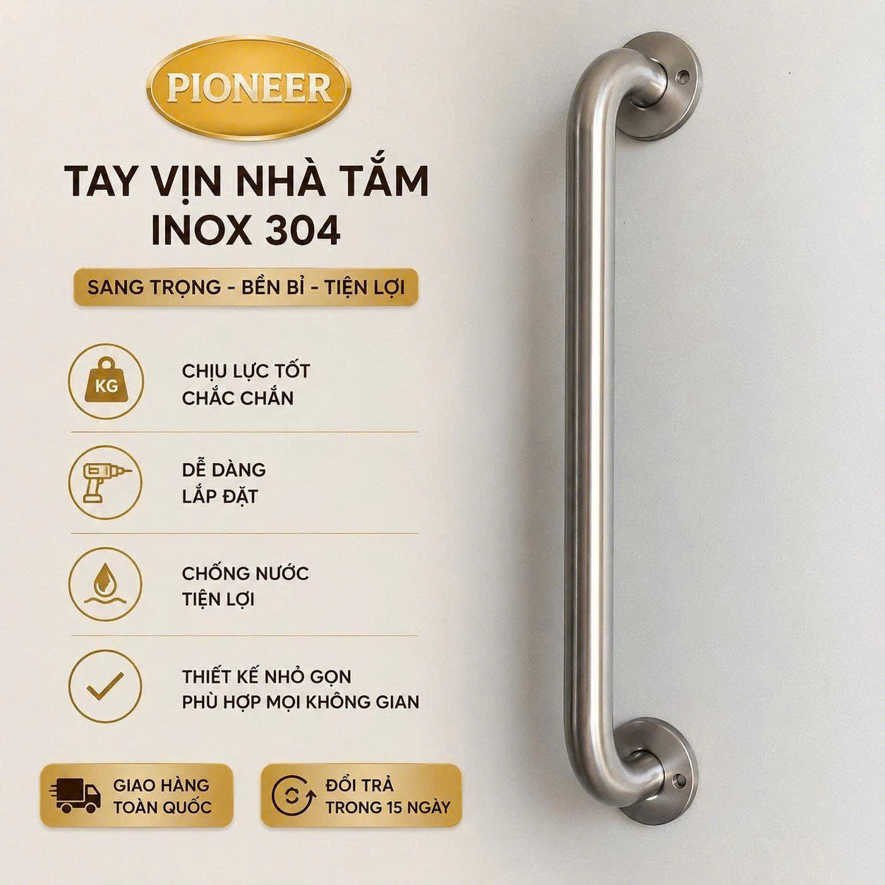 Tay Vịn Nhà Tắm Inox 304 - Tay Vịn Nhà Tắm Cao Cấp