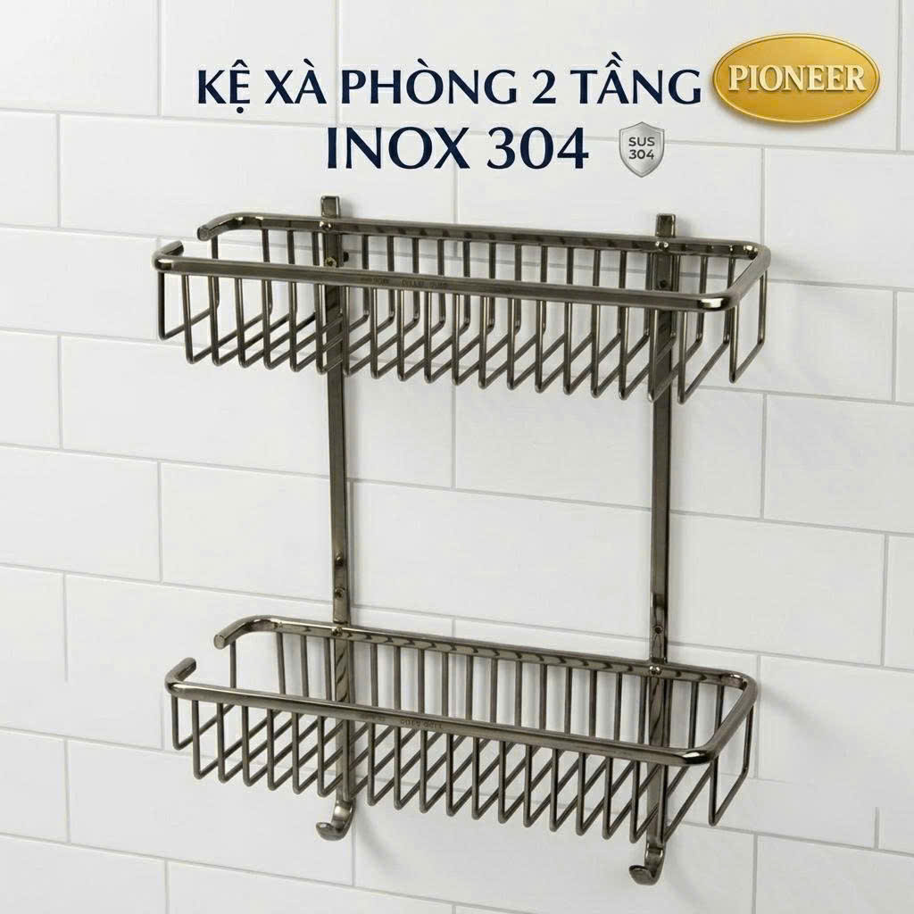 Kệ Xà Phòng 2 Tầng Inox 304 Pioneer Nhà Tắm Cao Cấp, Hàng Đúc Đặc - Mã SP: TP6225