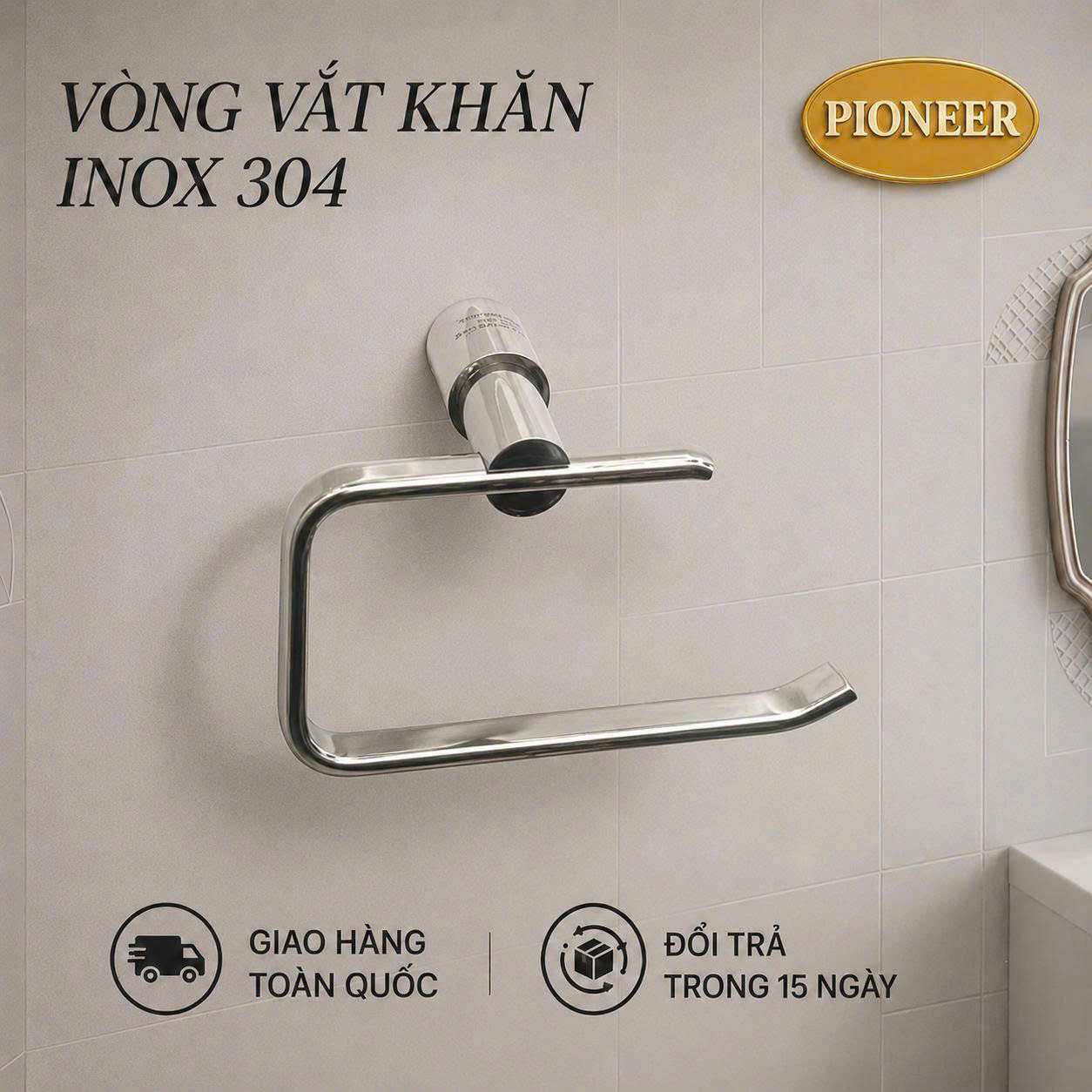 Thanh Máng Khăn Vòng Inox 304 - Vắt Khăn Vòng Inox 304 - Mã SP: TP6011