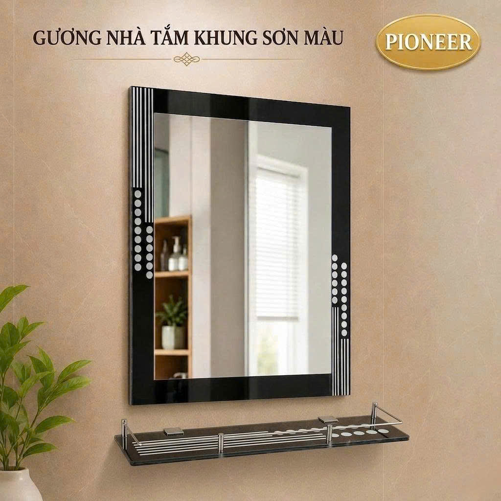 Gương khung sơn màu Pioneer kích thước 45x60cm trong phòng tắm - Mã PE:138