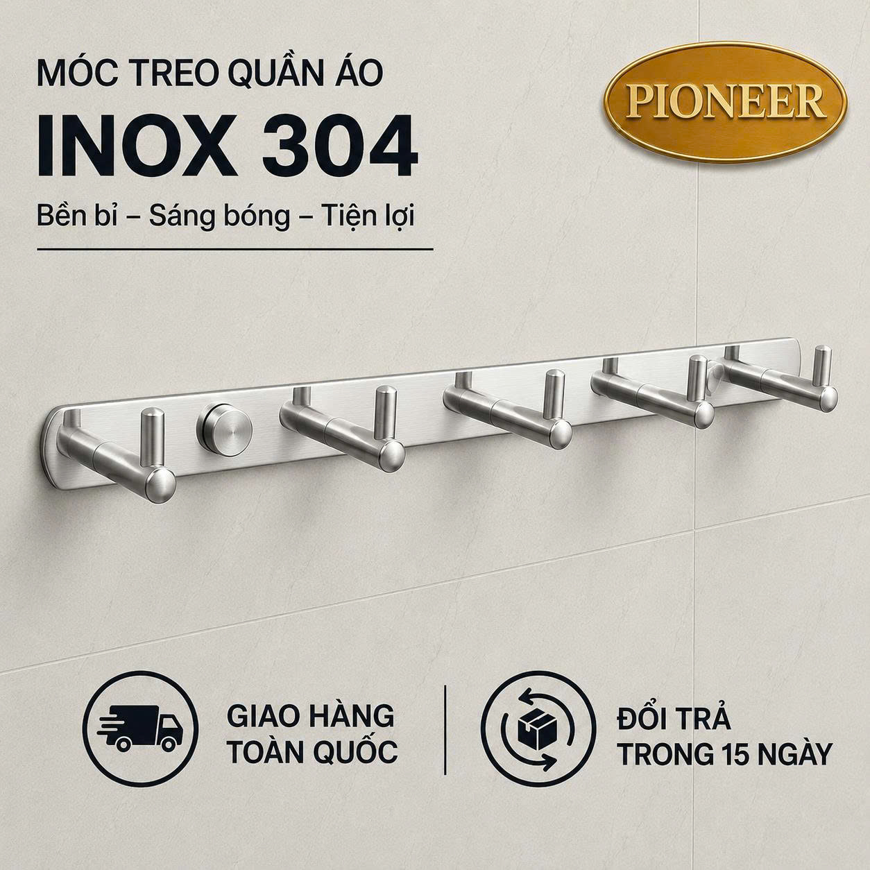 Móc Treo Quần Áo Inox 304 - Móc Chữ I Inox 304 Cao Câp - Mã SP: PE52