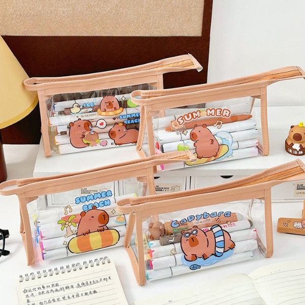 [ Set 10 Cái ] Bóp Bút Trong Suốt Capybara - 920016