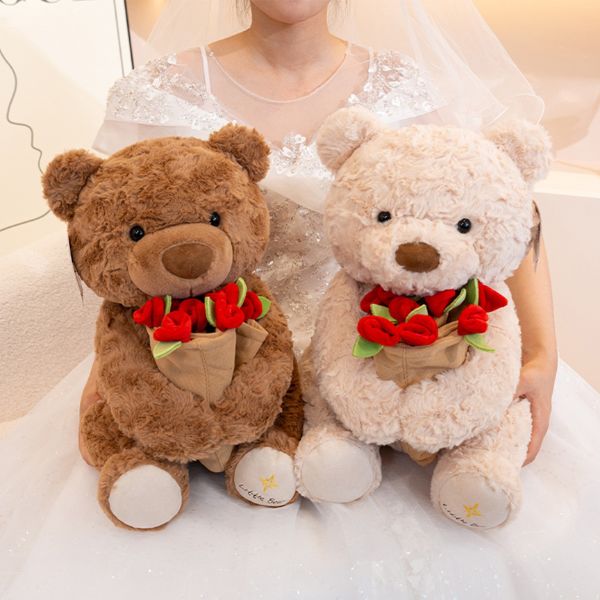 [ Set 2 Con ] Gấu Bông Ôm Bó Hoa Cao Cấp - 922823