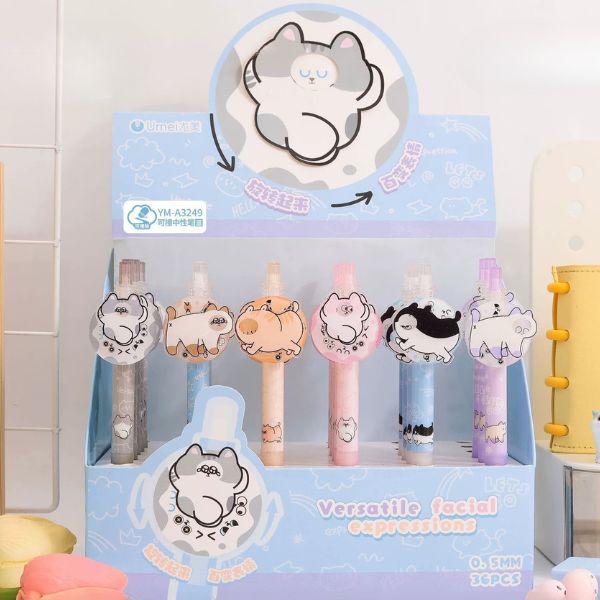 [ Hộp 36 Cây ] Bút Bi Xoay Meow Meow [ 0.5mm - Đen ] - 95858