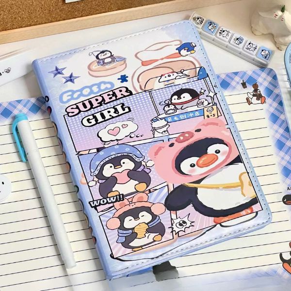 [ Set 5 Quyển ] Sổ Nhật Ký Penguin [ A5 - Bìa Da - Giấy Hoạ Tiết ] - 16321