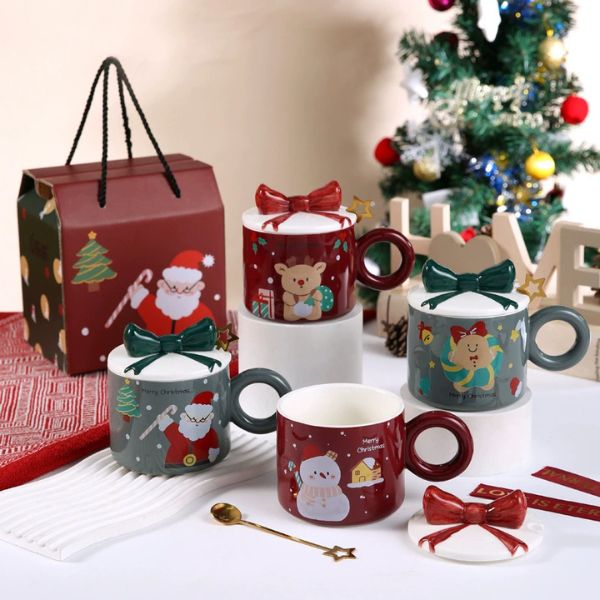 [ Set 2 Cái ] Ly Cốc Sứ [ Nắp + Thìa + Hộp Đẹp ] - 17984