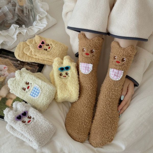 [ Set 5 Đôi ] Vớ Dài Mùa Đông Gấu Mật Ong [ Cotton / Có Tag Treo ] - 18030