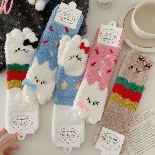 [ Set 5 Đôi ] Vớ Dài Mùa Đông Hello Kitty [ Cotton / Có Tag Treo ] - 18044
