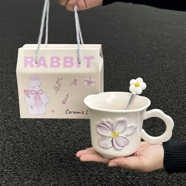 [ Set 2 Cái ] Ly Cốc Sứ + Thìa [ Hộp Quà Đẹp ] - 18395