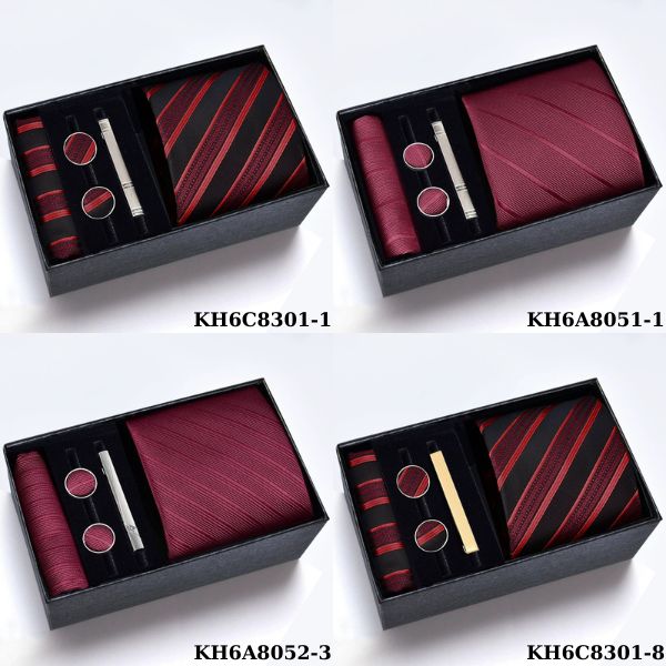 [ Set 2 Bộ Quà Tặng 5 Món ] Cà Vạt 145*80*35mm / Khăn 220*220mm - 18581