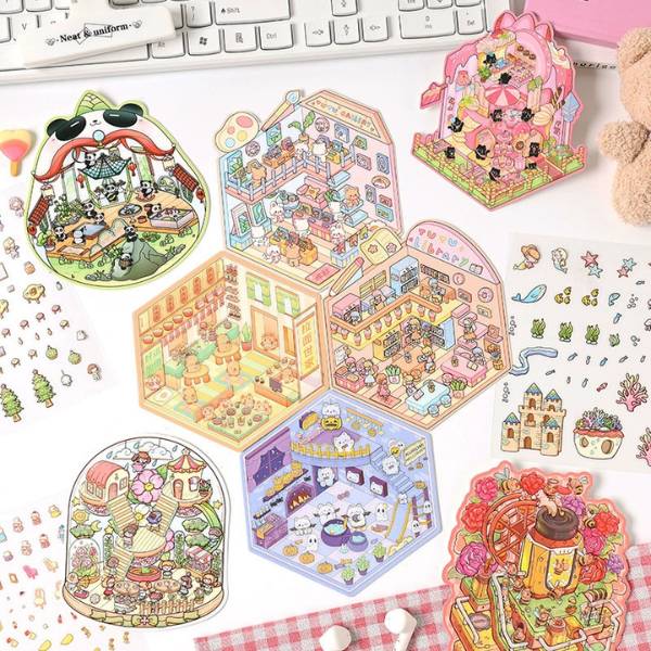 [ Set 12 Bộ ] Sticker Trang Trí 3D [ 1 Bộ 8 Khung Cảnh ] - 19993