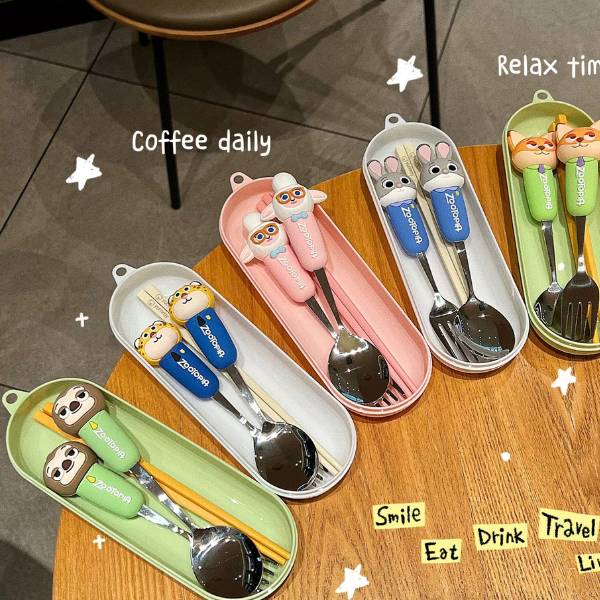 [ Set 5 Hộp ] Thìa Nĩa Zootopia [ Hộp 2 Cái / Inox 304 ] - 20033