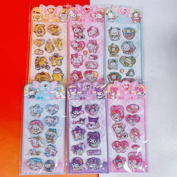 [ Hộp 24 Túi ] Sticker 3D Sanrio [ Có Nước + Kim Tuyến ] - 20312