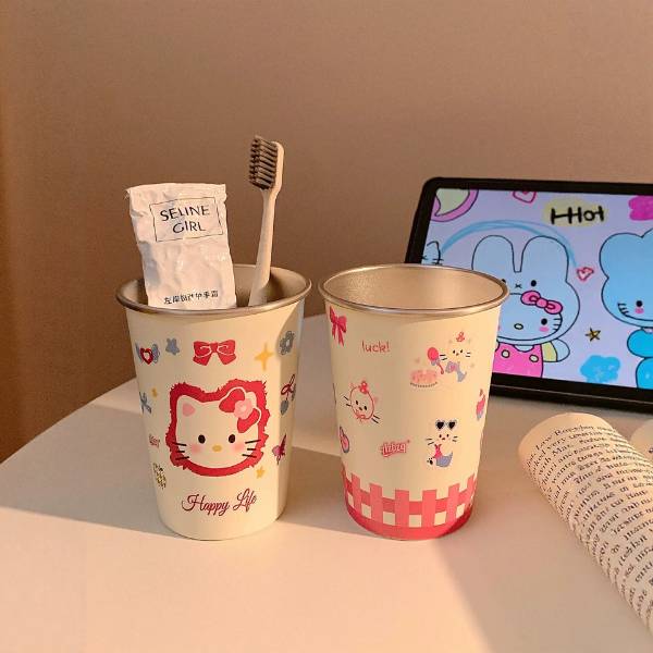 [ Set 5 Cái ] Cốc Súc Miếng Hello Kitty [ Inox 304 ] - 20689