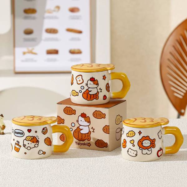 [ Set 2 Cái ] Cốc Sứ + Nắp [ Hộp Màu ] - 21273