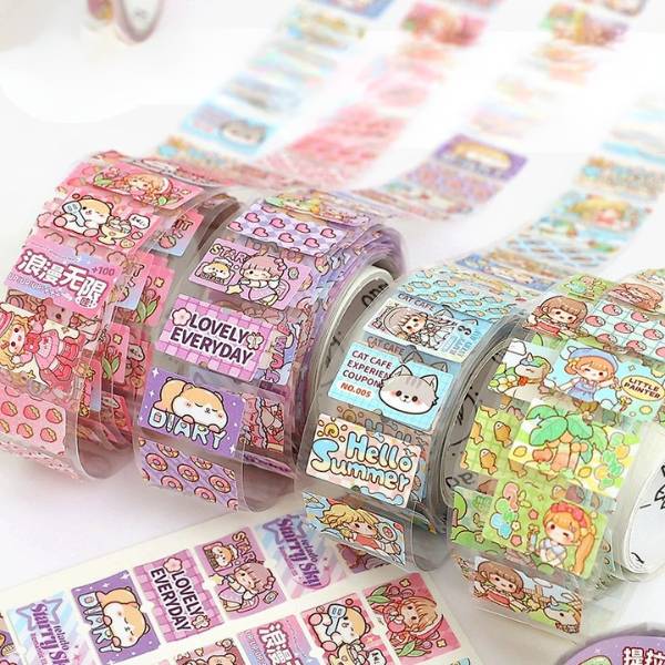 [ Set 12 Cuộn ] Washi Tape Sticker [ 150 Nhãn ] - 21584