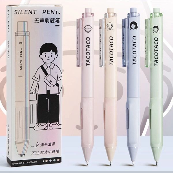 [ Set 5 Hộp ] Bút Bi Gel TacoTaco Silent Pen [ 0.5mm / Đen / Hộp 4 Cây ] - 19190