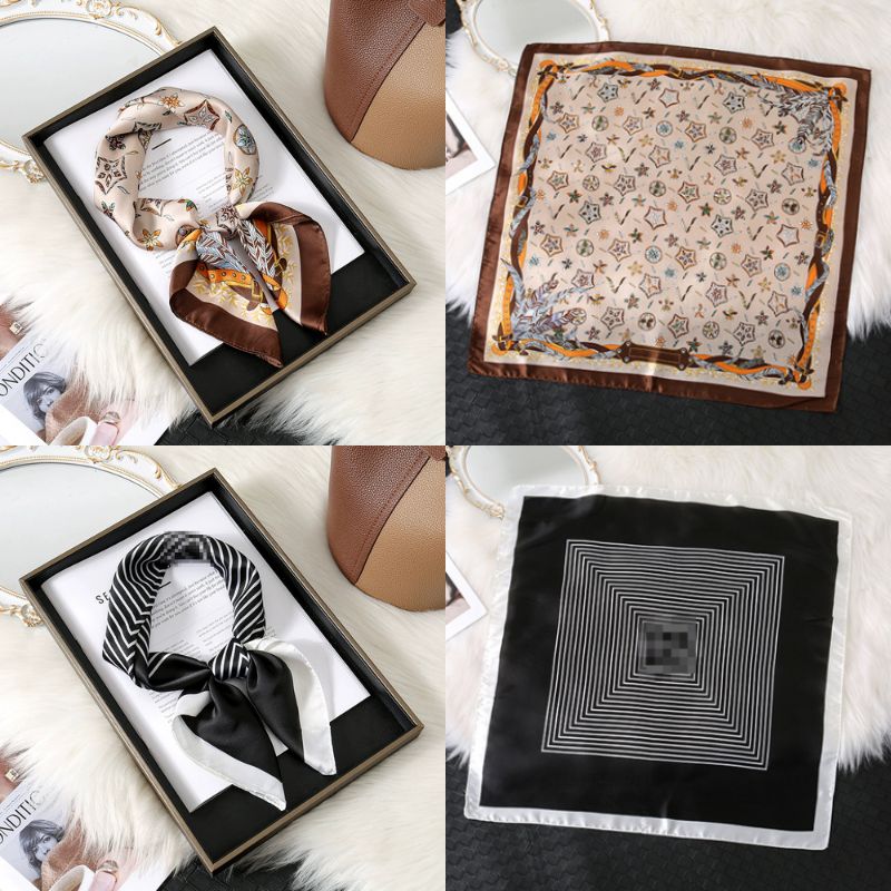 [ Set 10 Cái ] Khăn Lụa Vuông Hàn Quốc [ 70*70cm - Không Hôp ] - 18110