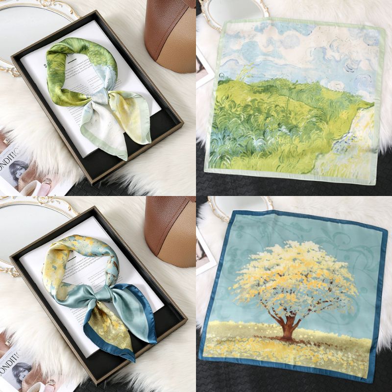 [ Set 10 Cái ] Khăn Lụa Vuông Hàn Quốc [ 70*70cm - Không Hôp ] - 18110