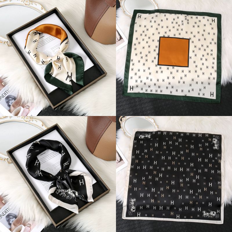 [ Set 10 Cái ] Khăn Lụa Vuông Hàn Quốc [ 70*70cm - Không Hôp ] - 18110