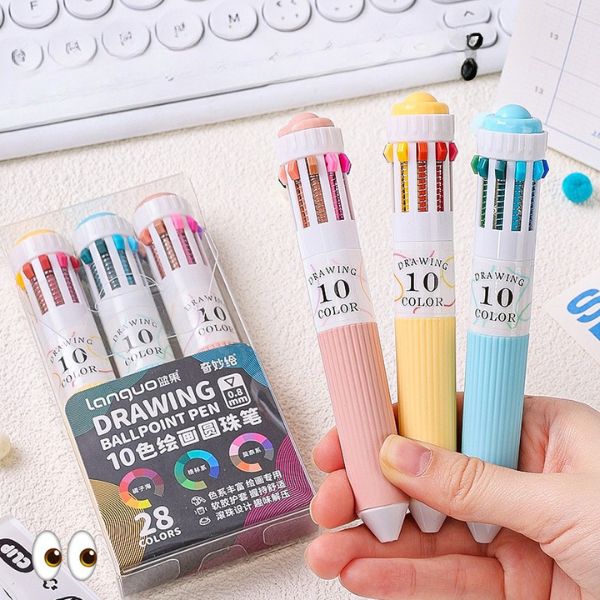 [ Set 5 Hộp ] Bút Bi Bấm 10 Màu [ 1 Hộp 3 Cây ] - 935096