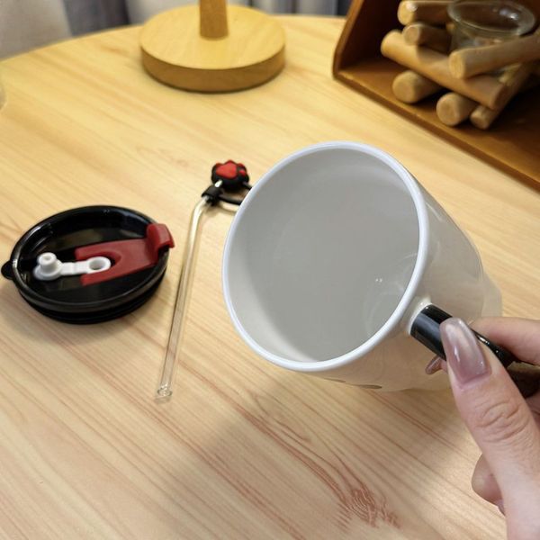 [ Set 2 Cái ] Cốc Sứ [ 500ml - Ống Hút Không Có Nắp ] - 16274