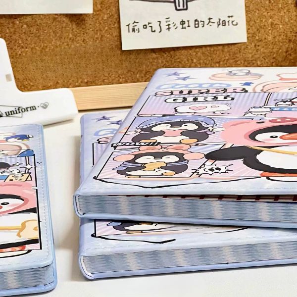 [ Set 5 Quyển ] Sổ Nhật Ký Penguin [ A5 - Bìa Da - Giấy Hoạ Tiết ] - 16321