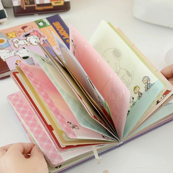 [ Set 5 Quyển ] Sổ Nhật Ký Snoopy [ 130*180mm - Bìa Da - Giấy Hoạ Tiết ] - 16322