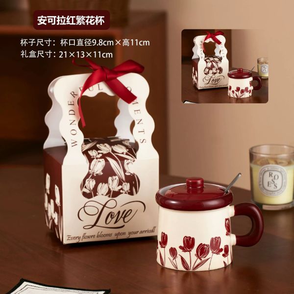 [ Set 2 Cái ] Ly Cốc Sứ [ Nắp + Thìa + Hộp Đẹp ] - 17985