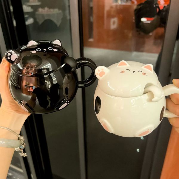 [ Set 2 Cái ] Ly Cốc Sứ [ Nắp + Thìa ] - 17986