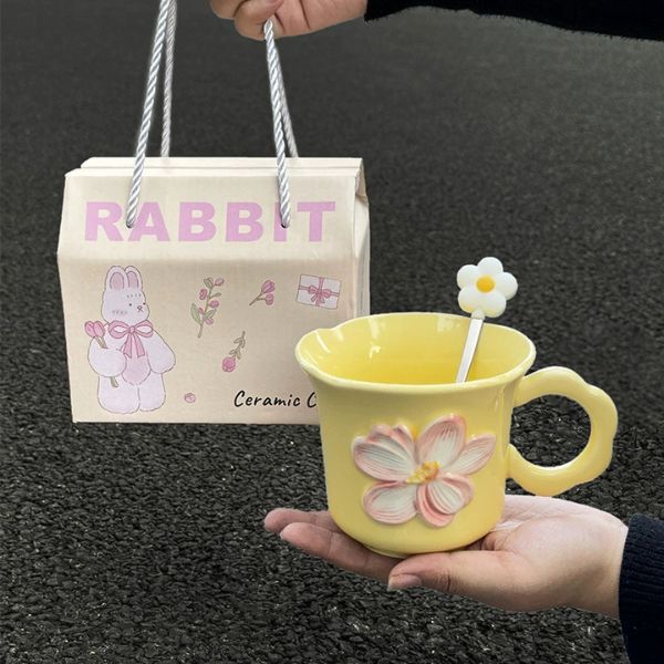 [ Set 2 Cái ] Ly Cốc Sứ + Thìa [ Hộp Quà Đẹp ] - 18395