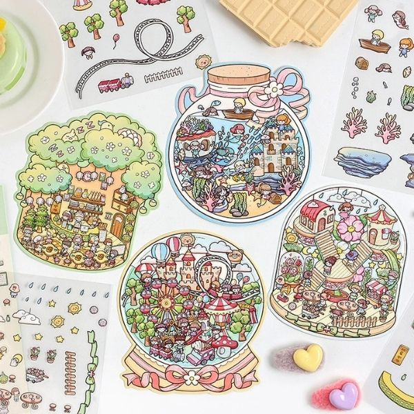 [ Set 50 Túi ] Sticker Trang Trí 3D / Hơn 50 Mẫu [ 13*19cm ] - 18516