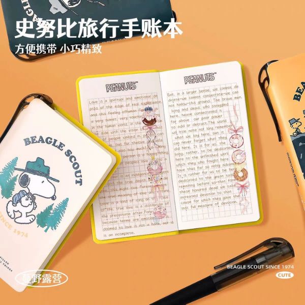 [ Set 4 Quyển ] Sổ Tay Snoopy [ A7 / Bìa Da ] -18511