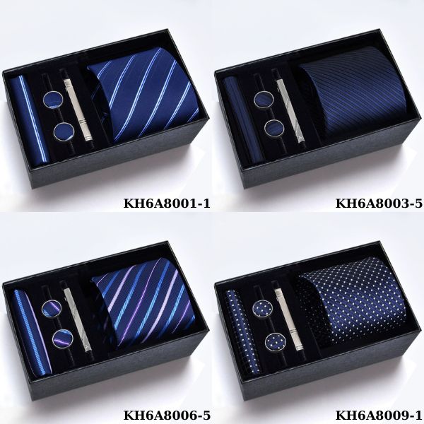 [ Set 2 Bộ Quà Tặng 5 Món ] Cà Vạt 145*80*35mm / Khăn 220*220mm - 18581